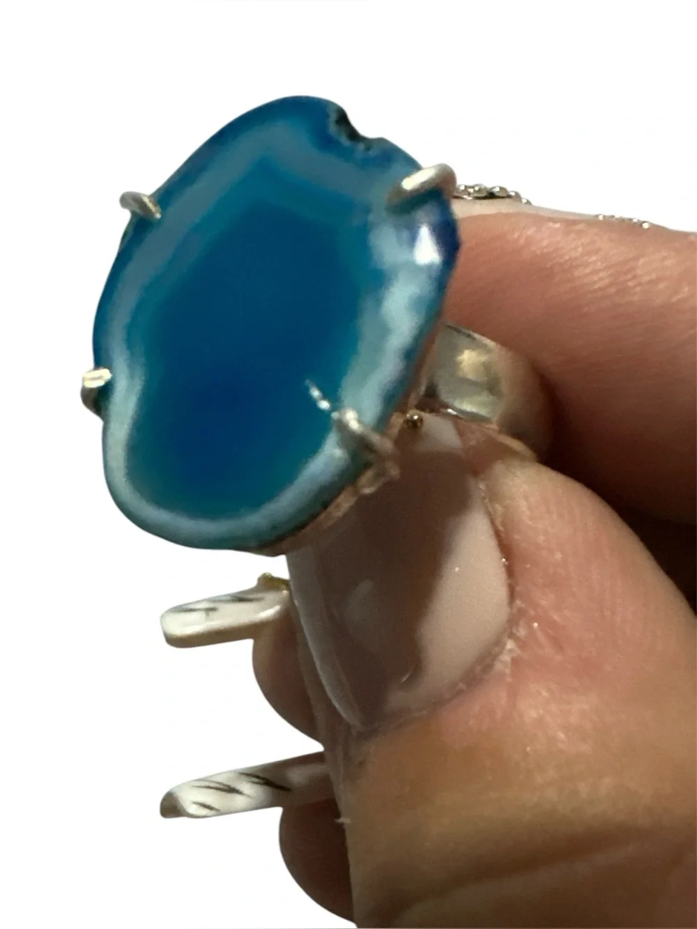 Handcrafted Blue Agate Statement Ring - Unbranded